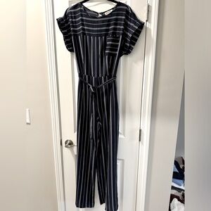 Monteau Navy Striped Jumpsuit Size XL